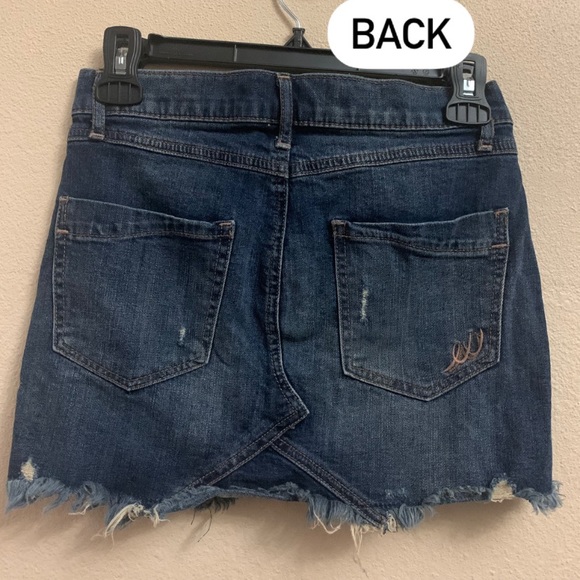 EXPRESS Blue Denim Distressed Skirt - Picture 2 of 6